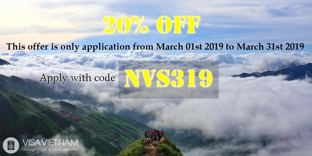 20% off for applying for Vietnam visa with code NVS319